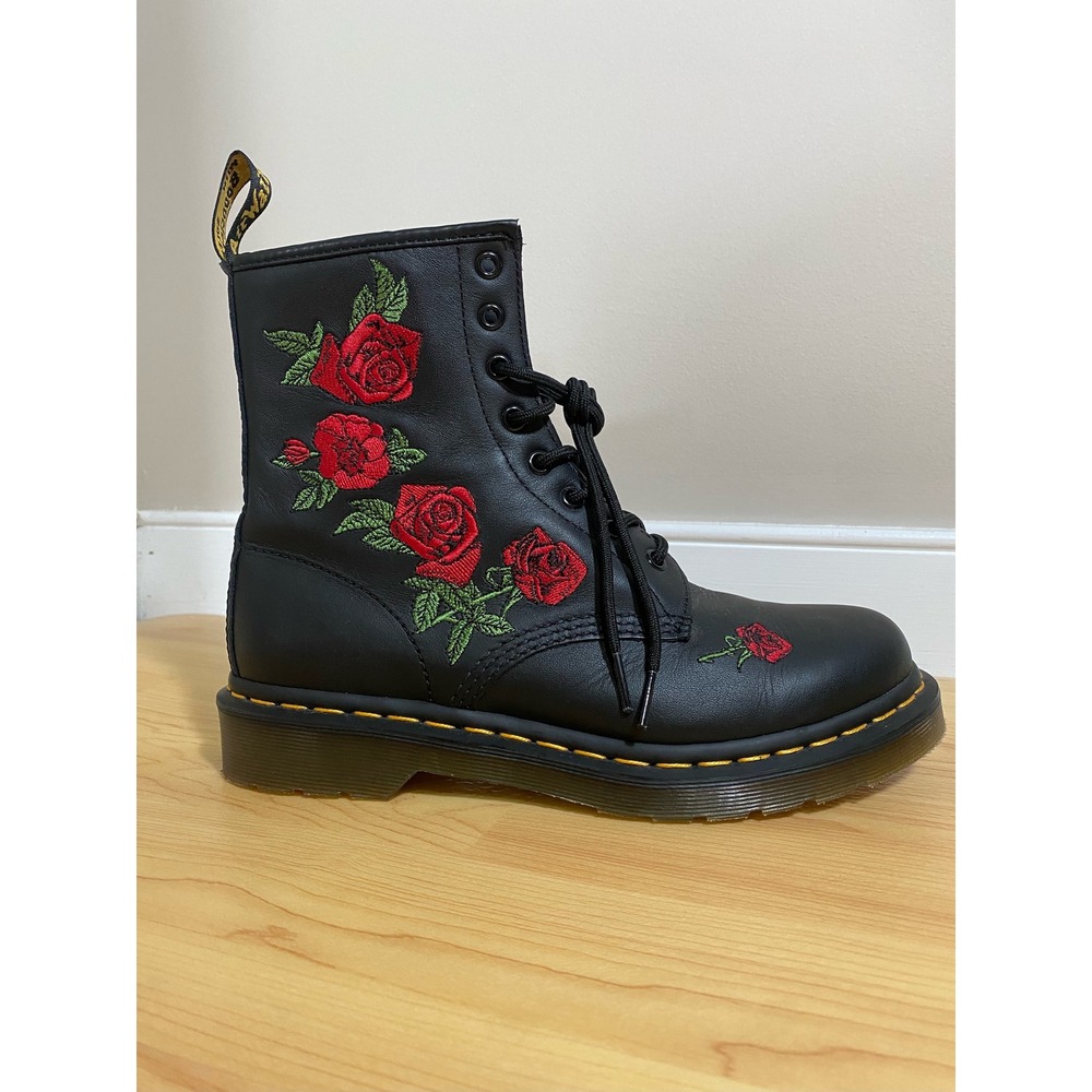 Dr. Martens 1460 Vonda Black Rose Embroidered Leather Boots Womens 9 Mens 8 - Picture 5 of 10